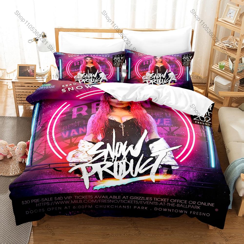 Snow Tha Product Printed Bedding Set, Duvet Cover plus 2 Pillowcases, Famous Female Rapper Style Soft Microfiber Textiles