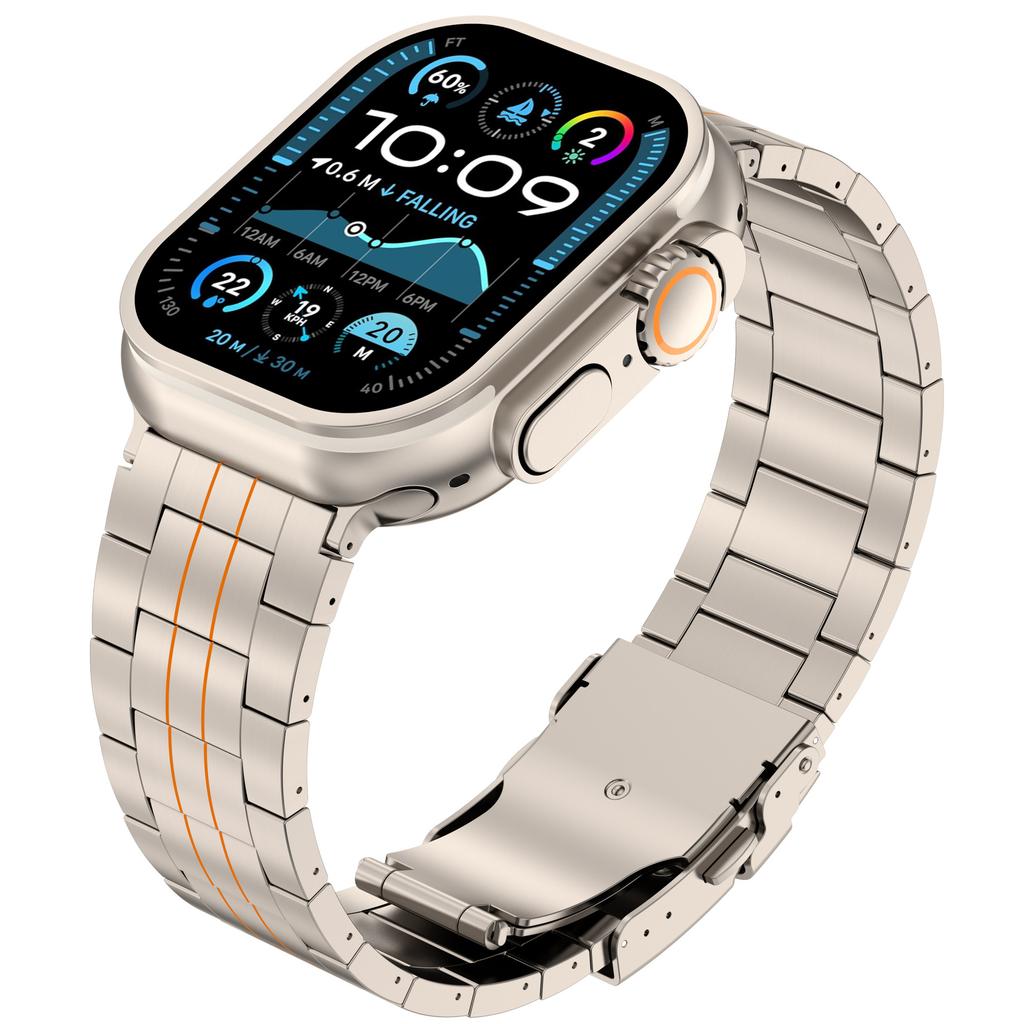 For Compatible Titanium S11 Ultra3 Pure Titanium Alloy Watch Strap with Fake Five Beads Folding Buckle