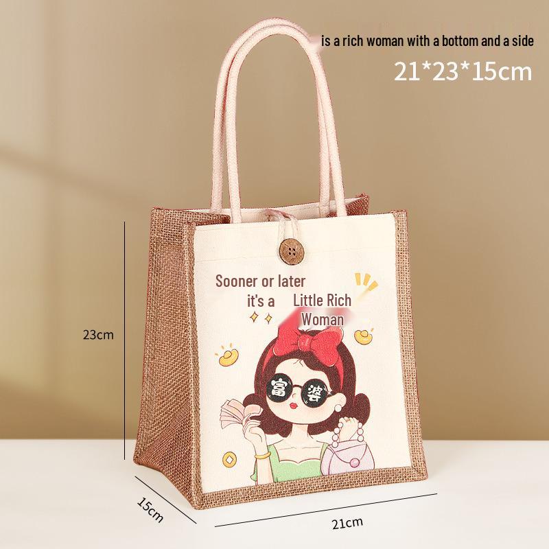 

Свадебный подарок DIY Мультяжная холщовая джутовая сумка-тоут