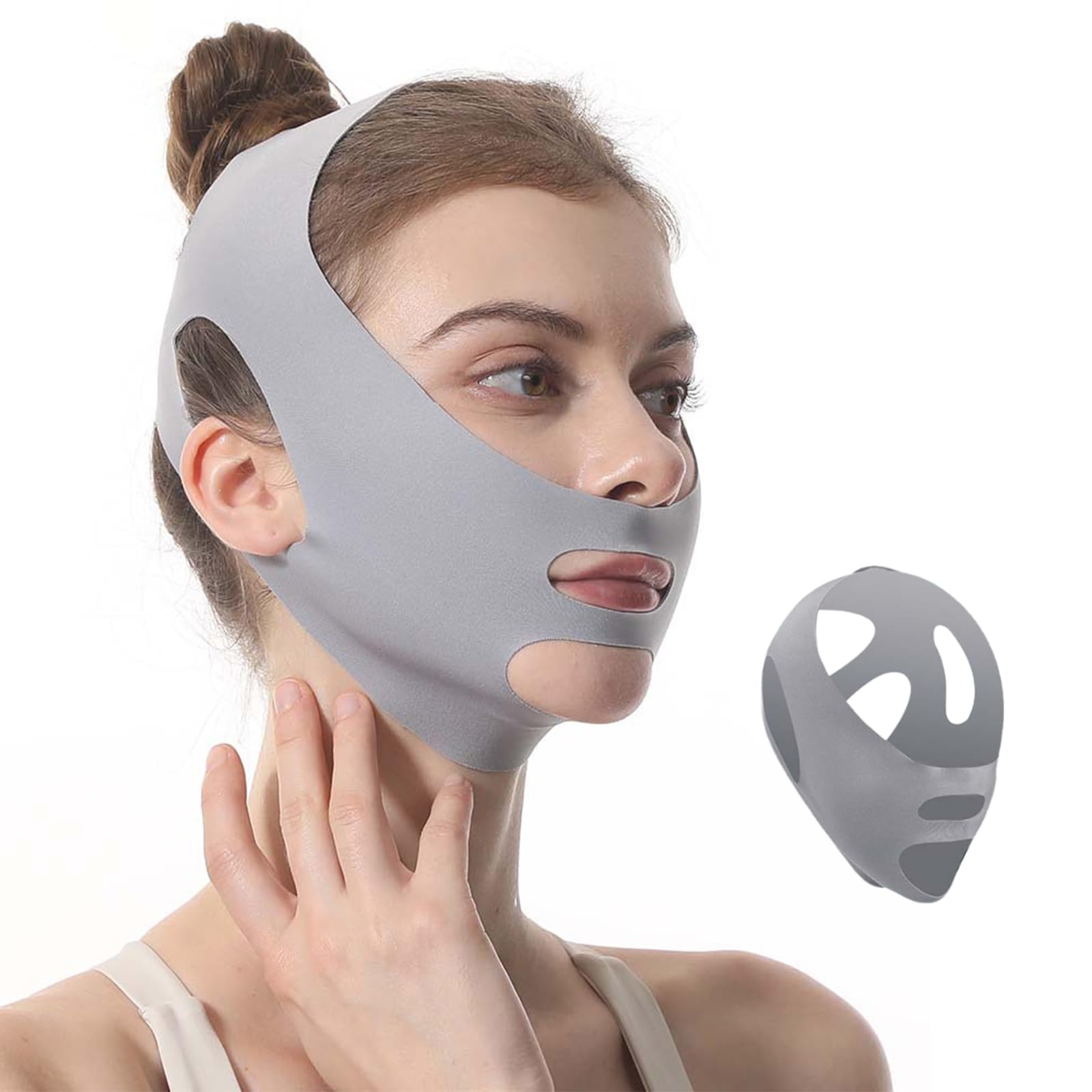 SensaBliss Маска-повязка для похудения лица, подтягивающая линию подбородка, цвет серый