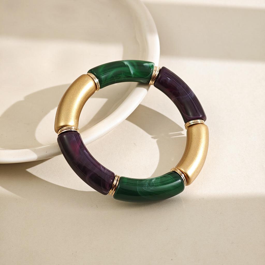 Fashion Personality Niche New Acrylic Elbow Bracelet Multi-Color Retro High-End Marble Pattern Bracelet
