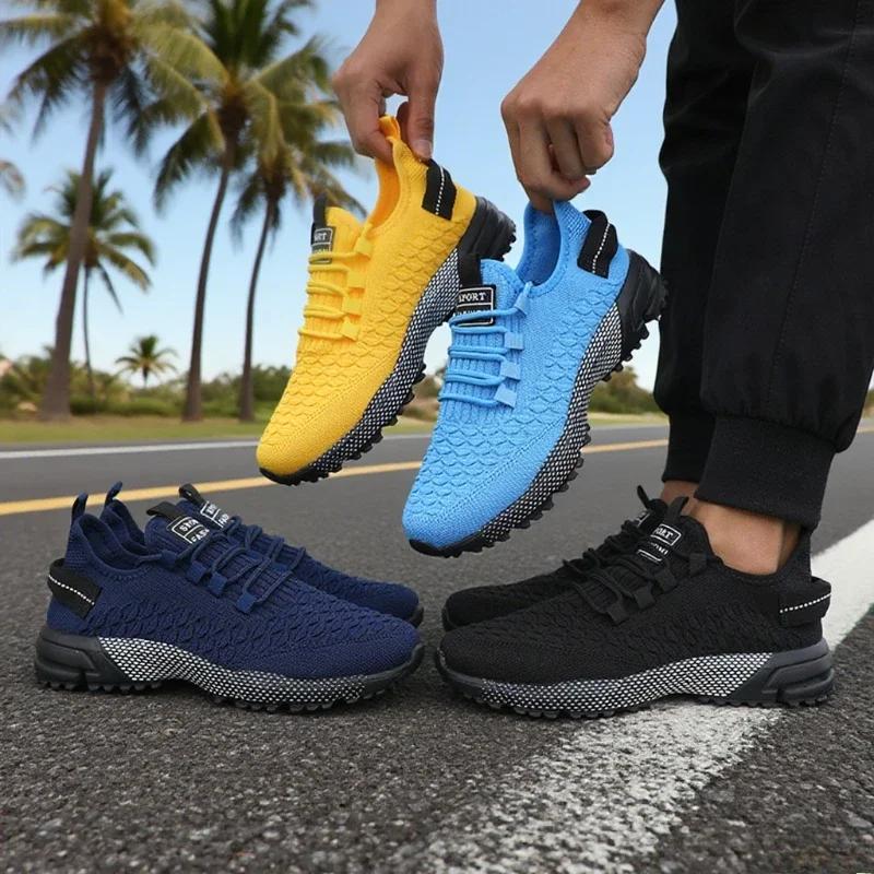 Men's Casual Running Shoe Fashionable Lightweight Fitness Breathable Sneakers Anti Slip Lace Up Quick Drying Summer Tennis Shoes