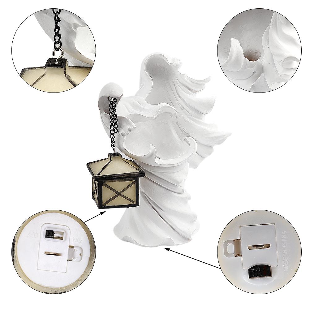 Halloween Geisterstatue mit Laterne, Harz-Geisterstatue für Halloween-Party-Dekoration