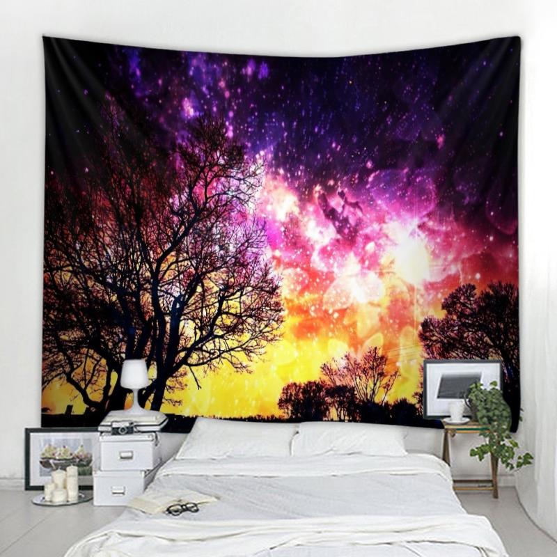 Forest Tapestry Wall Hanging Trees Stars Fabric Tapestry Home Living Room Bedroom Dormitory Decoration