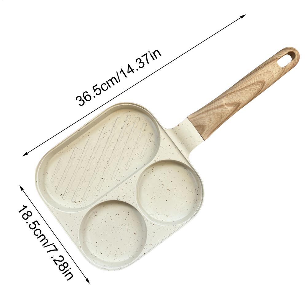 

Breakfast Pan Fried Egg Pan Non Stick Skillet 3-Section Cooker For Induction Electric Stove Home Kitchen BBQ Grill Restaurant белый