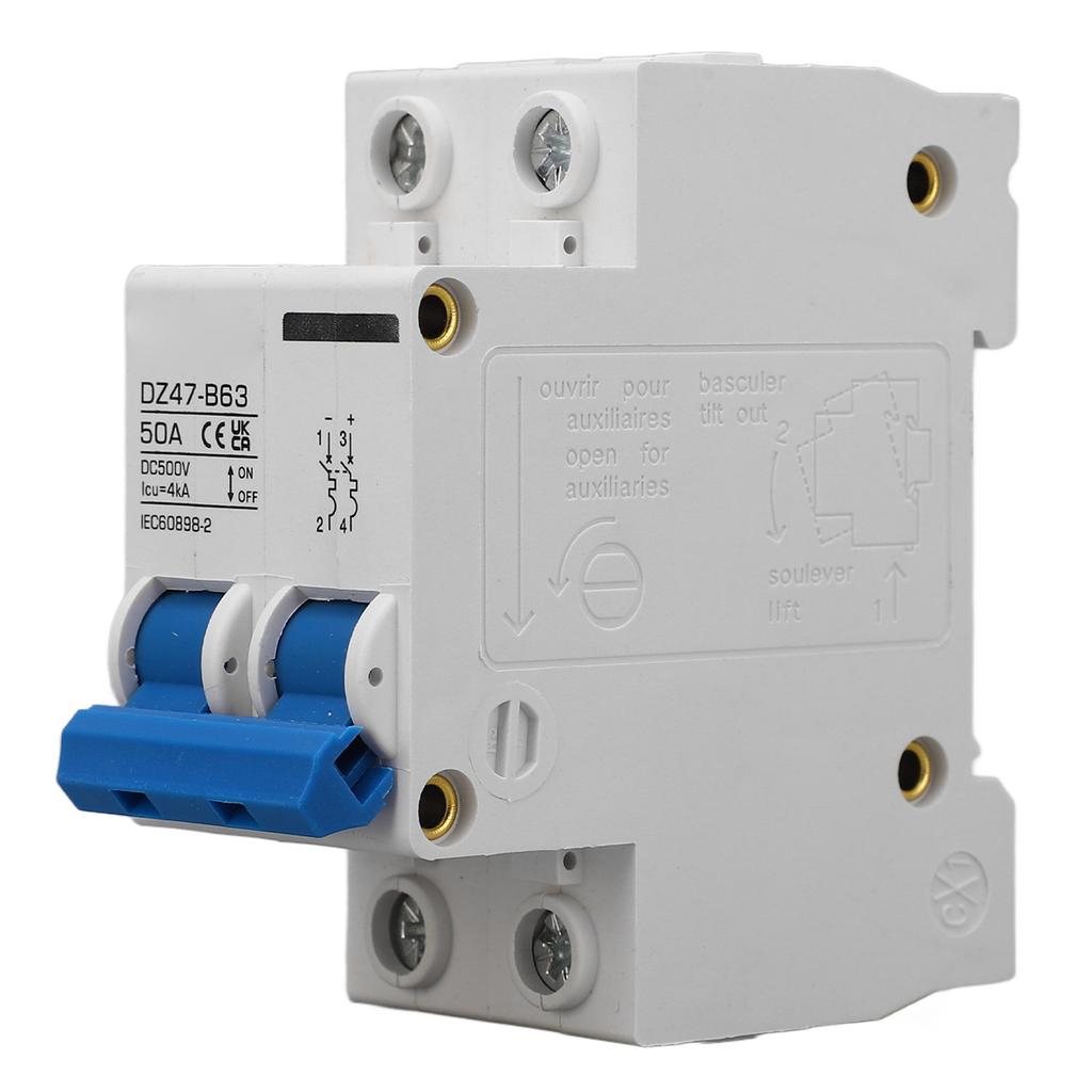 DC 500V 2P Mini Circuit Breaker DIN Rail Mount Low Voltage Circuit Breaker for Solar System B Type
