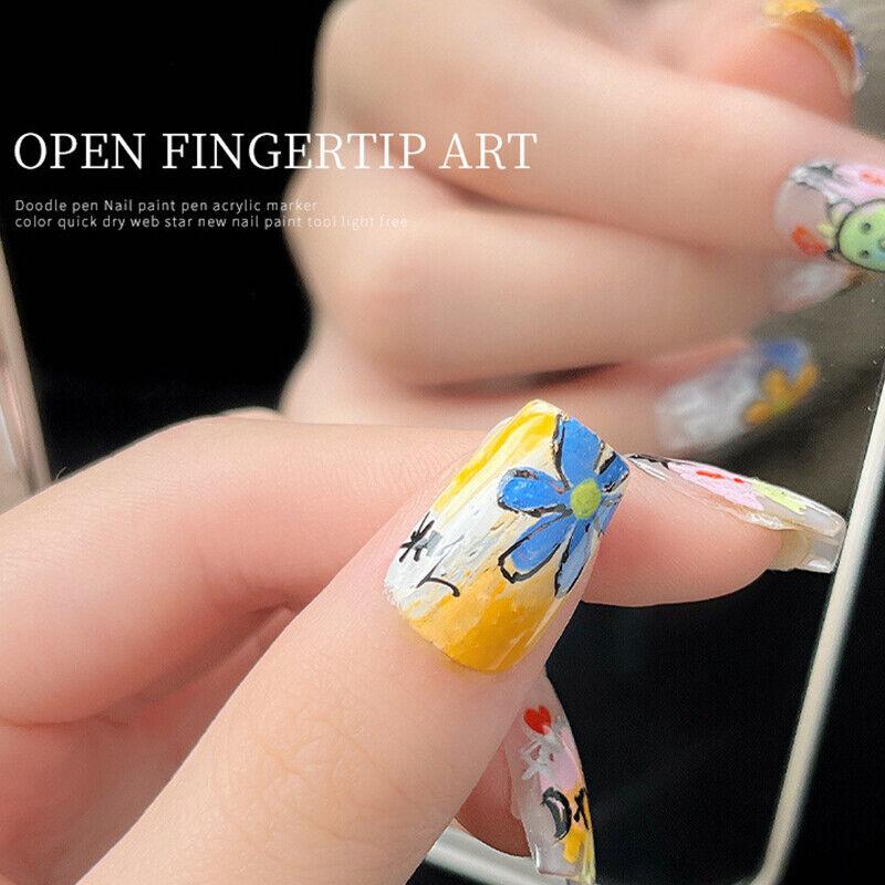 Nail Art Graffiti Pen UV Gel Polish Wodoodporny Rysunek Malowanie Liner Bru ~ *