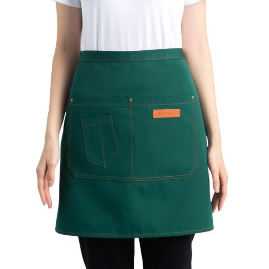 Delantal de cocina transpirable de medio cuerpo para hombres y mujeres, con bolsillos y diseño de falda elegante