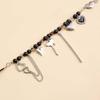 Vintage Beaded Heart Tassel Choker Necklaces for Women Punk Hip Hop Black Leather Rope Necklaces Y2K Jewelry Party Accessories