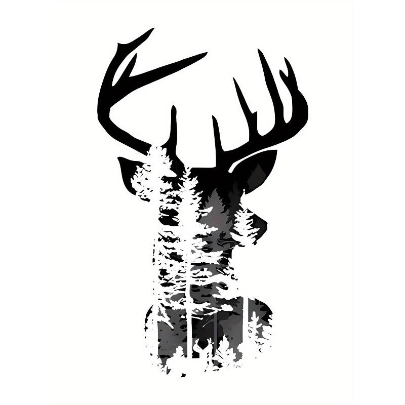 European sizes Women's Casual Short Sleeve T-Shirt with Forest Stag Graphic Print - Soft Stretch Round Neck Tee