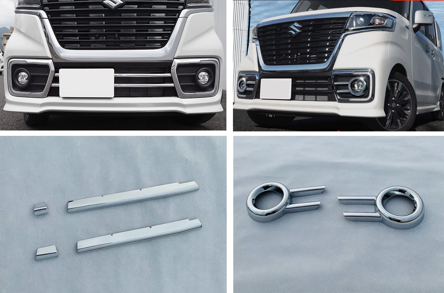 

Suzuki Spacia Custom HYBRID XS Turbo Spacia Custom MK53S Решетка Нижняя Накладка Украшение Передняя Противотуманная Фара Глянцевая ABS Накладка для Тюнинга Ободок 6 Штук [HIGH FLYING]