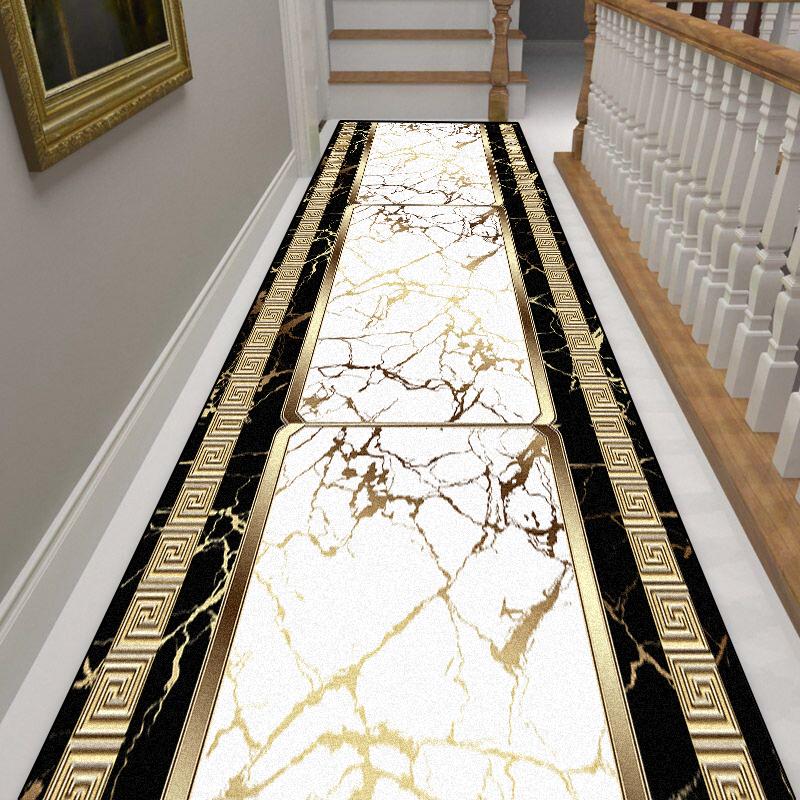 

European Luxury White Long Corridor Carpet Marble Non-slip Rugs Hall Stairs Easy Clean Mat 160*200cm