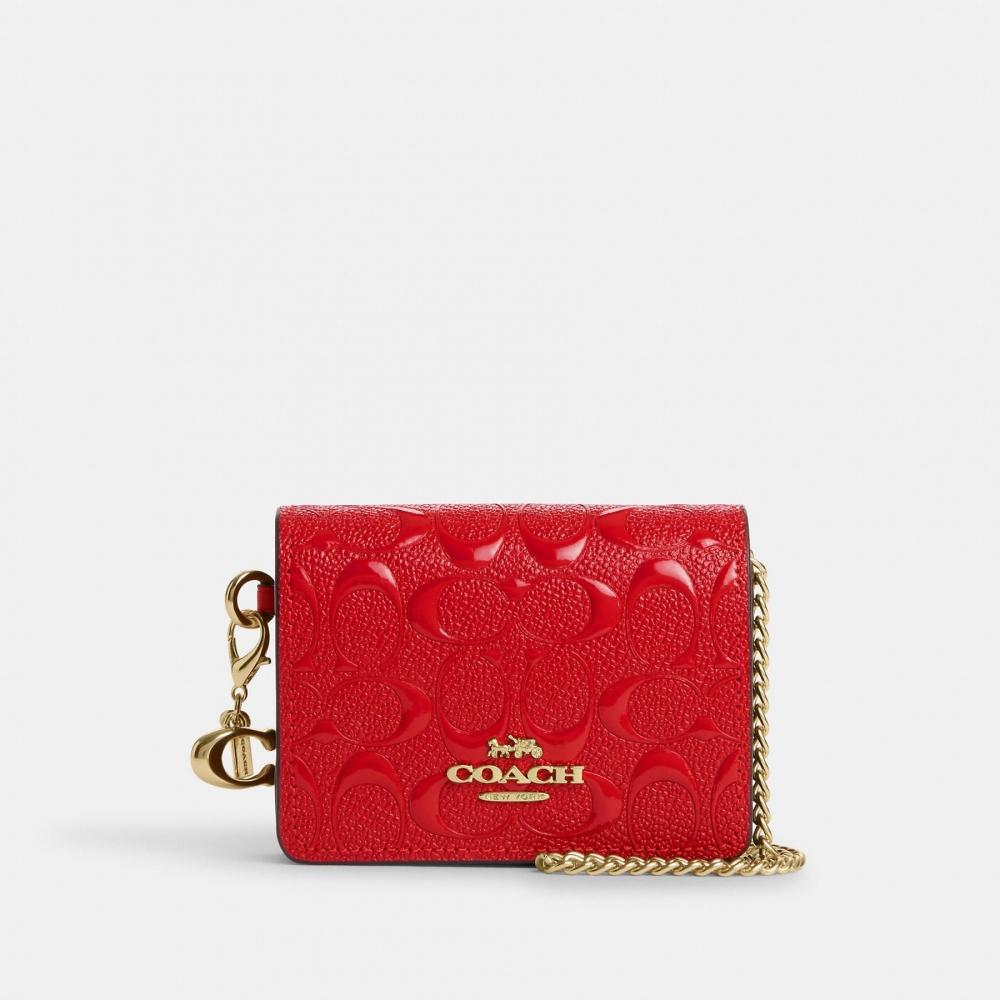 

Мини-кошелек Coach на цепочке из фирменной кожи в штучной упаковке