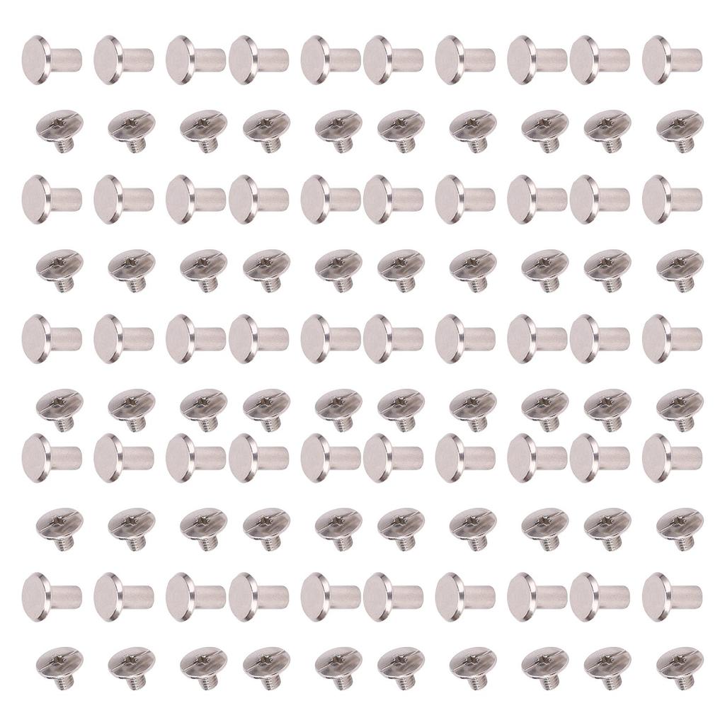 4.5x8x9mm 50 Set M3.5 Screw Rivets Flat Round Head Binding Rivets for PU Leather DIY Crafts