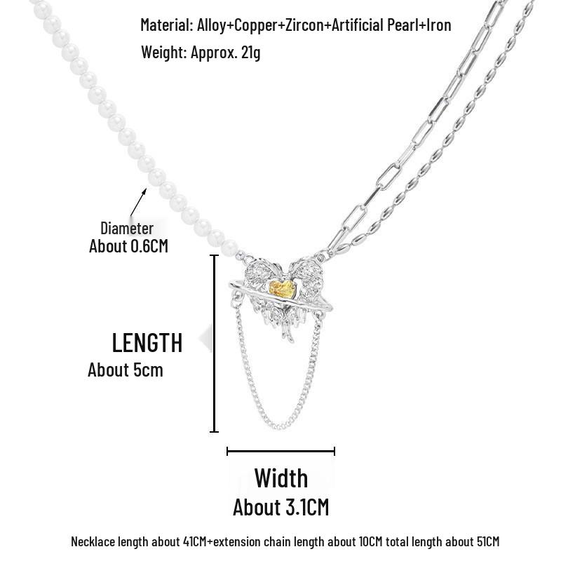 Blue & White Gradient Crushed Ice Heart Necklace - Women's Light Luxury Niche Clavicle Chain, Cool Original Design.