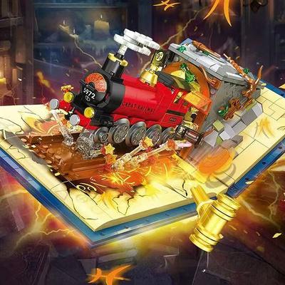 Creative Magic Train Building Blocks Book Magic World Station Set Assemble Set Bricks Toy Birthday Gift Kid Boy 889PCS