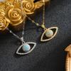 Copper Micro-Inlaid Zircon Rotating Full Diamond Blue Eye Pendant Necklace
