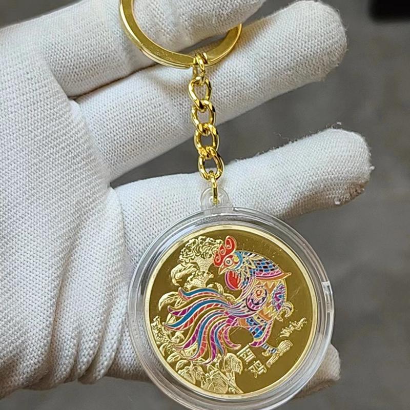 

Кольорові пам ятні монети китайського зодіаку, пам ятні медалі року Коня, брелоки-підвіски для сумки one size золотий