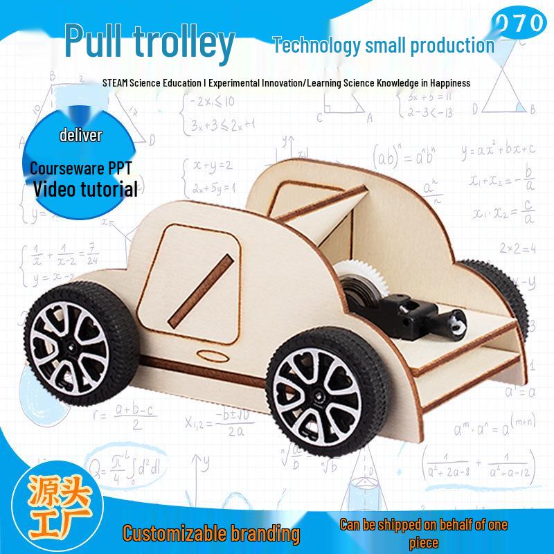 Creative DIY Wooden Pull String Cart for Toddlers - Fun, Educational Science & Technology Assembly Toy