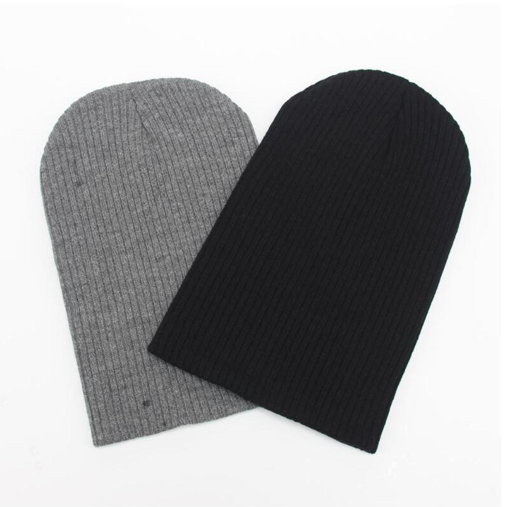 Men/Women Knitted Cap Simple Solid Color Warm Woolen Beanie Hat