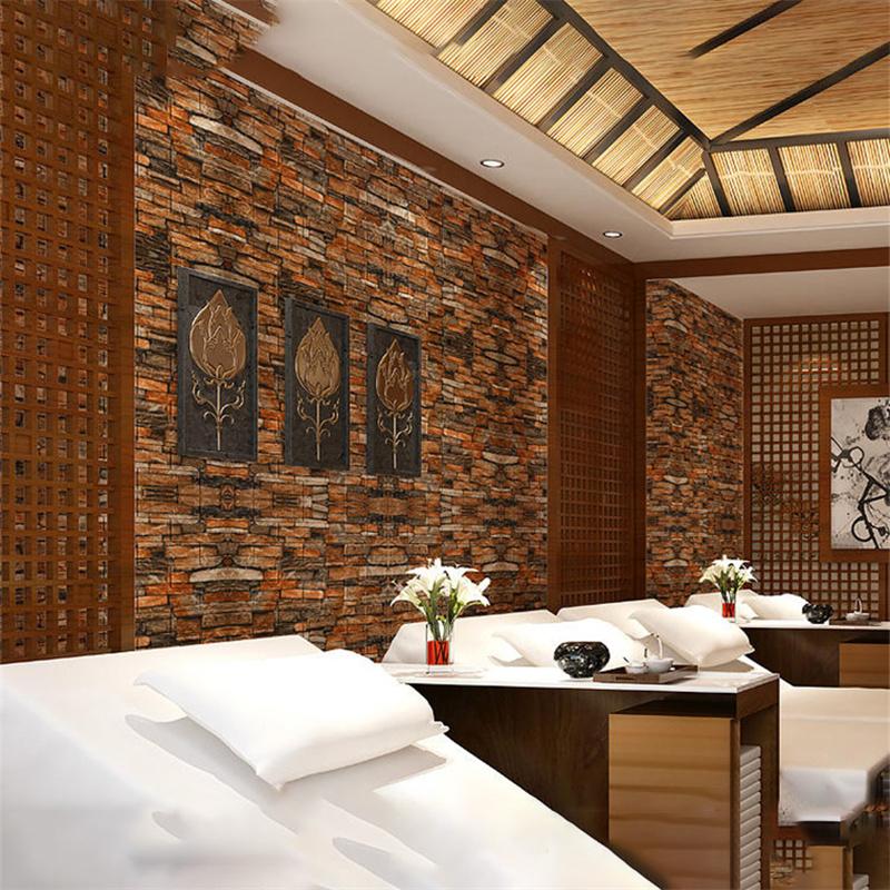 70cmx1/2m Brick Pattern PVC Wallpaper Waterproof 3D Wall Sticker Children's Room Home Bedroom Wall Sticker Decoration