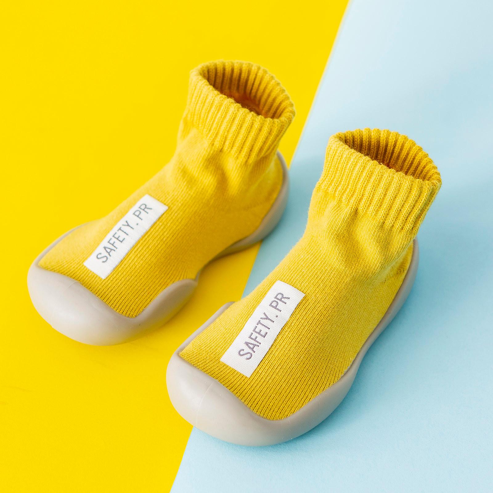 

(SU)Теплые носки с героями мультфильмов для маленьких мальчиков и девочек, обувь на резиновой подошве, Нескользящие кроссовки для первых ходунков 25 жёлтый