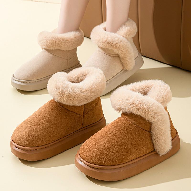Retro Contrasting Color Gaobang Cotton Shoes Non-slip Winter New Fashion Thick-soled Velvet Warm Outer Wear Snow Boots Women