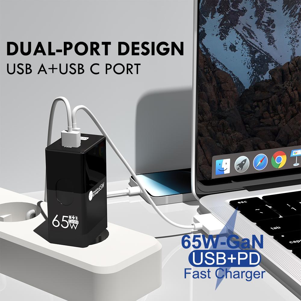 65W GaN Type C PD Charger USB Fast Charging Quick Charger 3.0 Mobile Phone Adapter For iPhone 15 Samsung Xiaomi