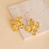 European Retro Geometric Leaf & Heart Stainless Steel Stud Earrings