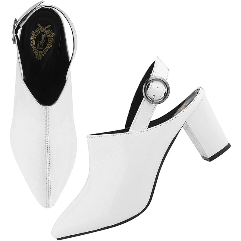 Shoetopia Croco Print Stylish Pointed Toe White Pumps For Women & Girls-Eu39