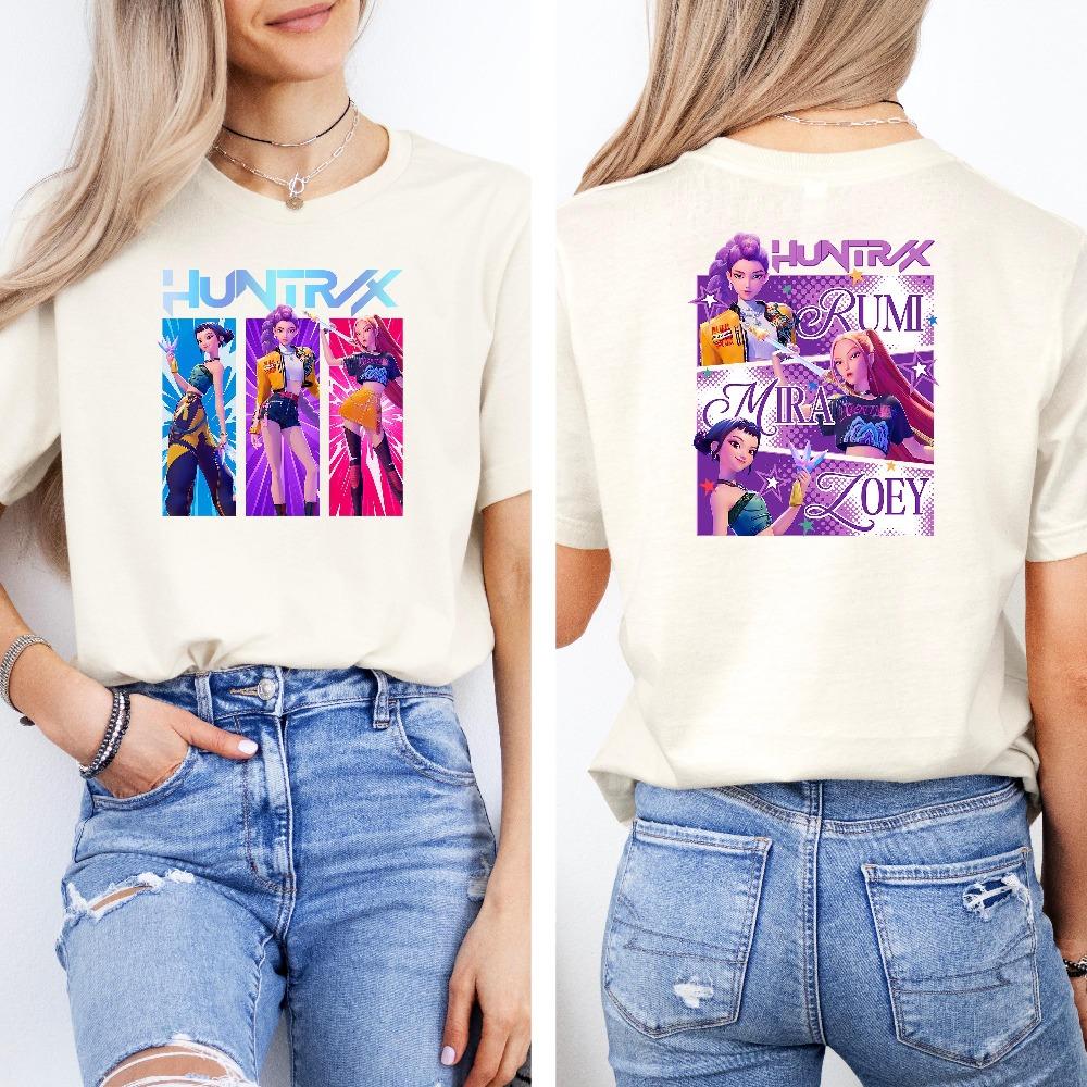 Huntrix Shirt Saja Boys Boy Band Shirt Kpop Demon Hunters Movie Shirt Bootleg Retro Movie Shirt Demon Hunters Merch Shirt