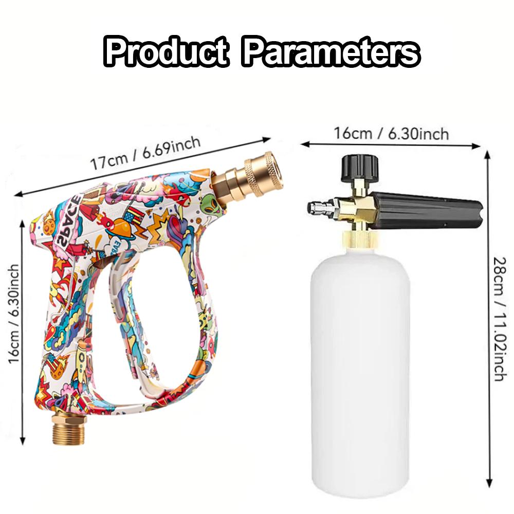 Graffiti Design Pressure Washer Gun Full Set, Foam Cannon, 5 Nozzles & Metal Bosch Adapter for Household and Auto Washing