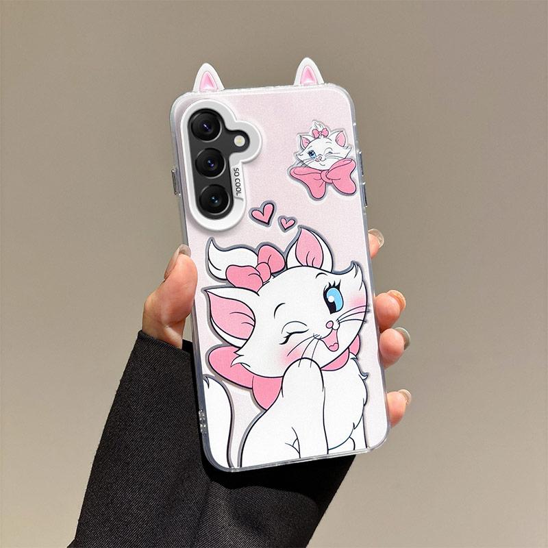 KEYSION Niedliche Cartoon-Hülle mit Ohren für Samsung A56 5G A36 mit Lanyard Weiches Silikon+PC Stoßfeste Handy-Rückseite für Galaxy A16 4G 5G