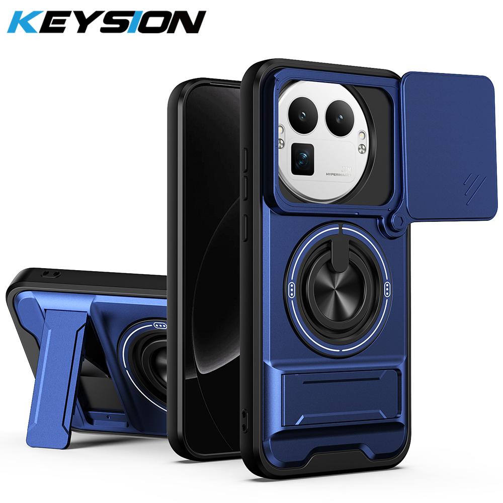 

KEYSION Магнітний чохол для телефону для Realme GT 8 Pro Зсувна кришка захисту камери Вертикальна підставка Кільце 360° Ударостійка задня кришка for Realme GT 8 Pro синій