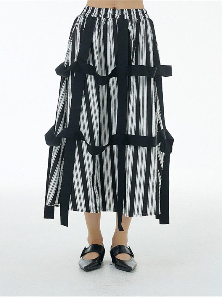 Xitao Quastenrock Mode elegant gestreift WLD8388