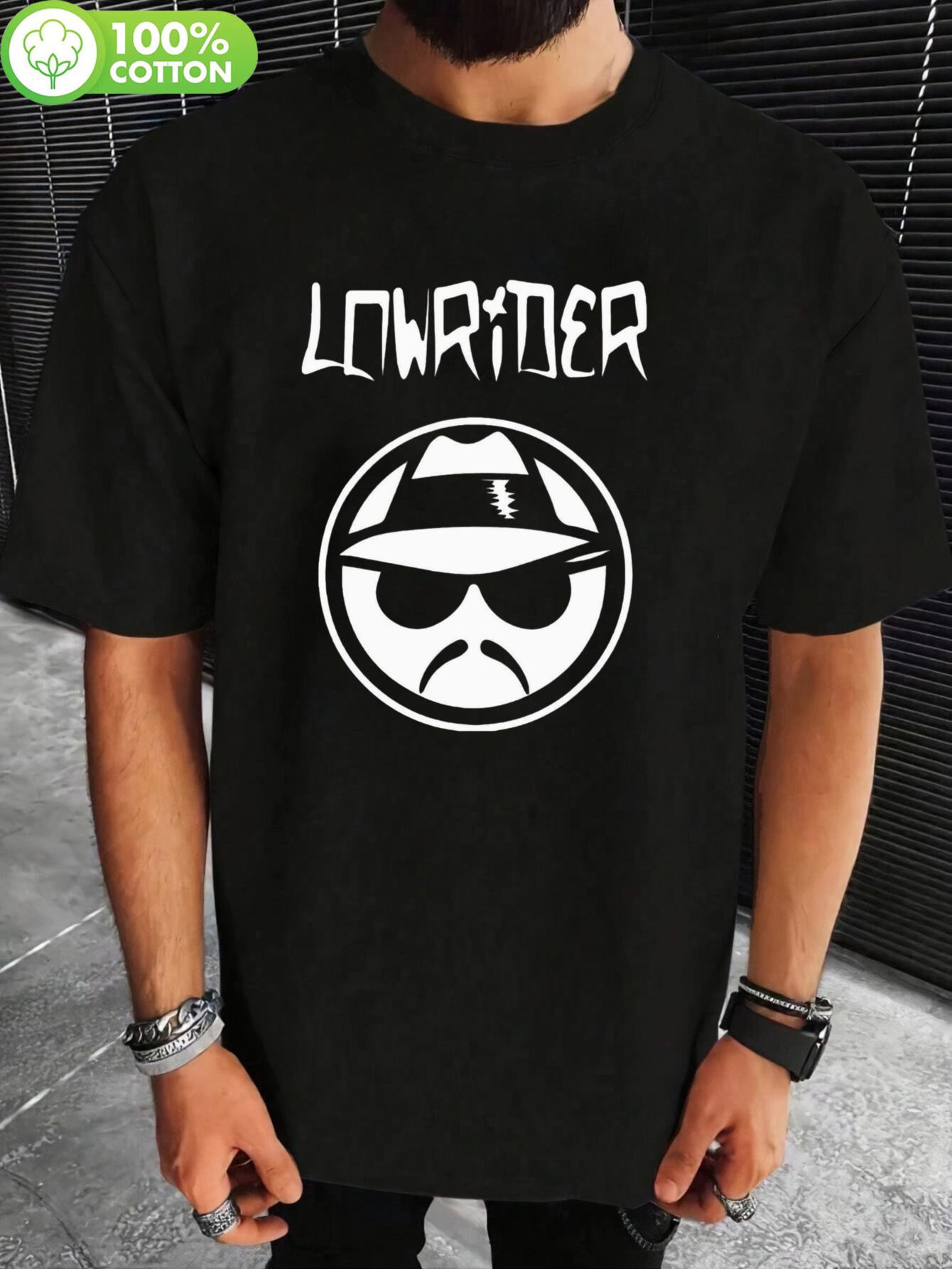 LocalCasual Graphic T-shirt - White 100% Cotton Short Sleeve Crew Neck Tee with LOWRIDER Print XXXL
