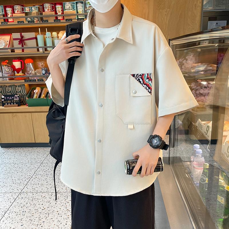 

Рубашка большого размера, летняя свободная модная рубашка с короткими рукавами, тонкая мужская пуговица с лацканами 8XL