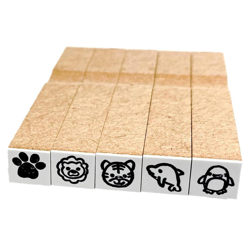 Shin Asahi Corporation Animal Rubber Stamp Set B 5-Piece EJAA-AB