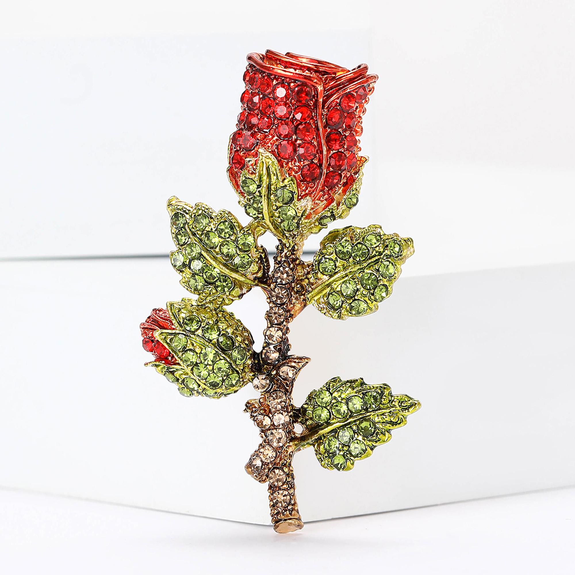 

Mother s Day Classic Rhinestone Rose Brooches for Women Plant Flower Pins Gift for Mother Party Friend Gifts Jewelry Accessories