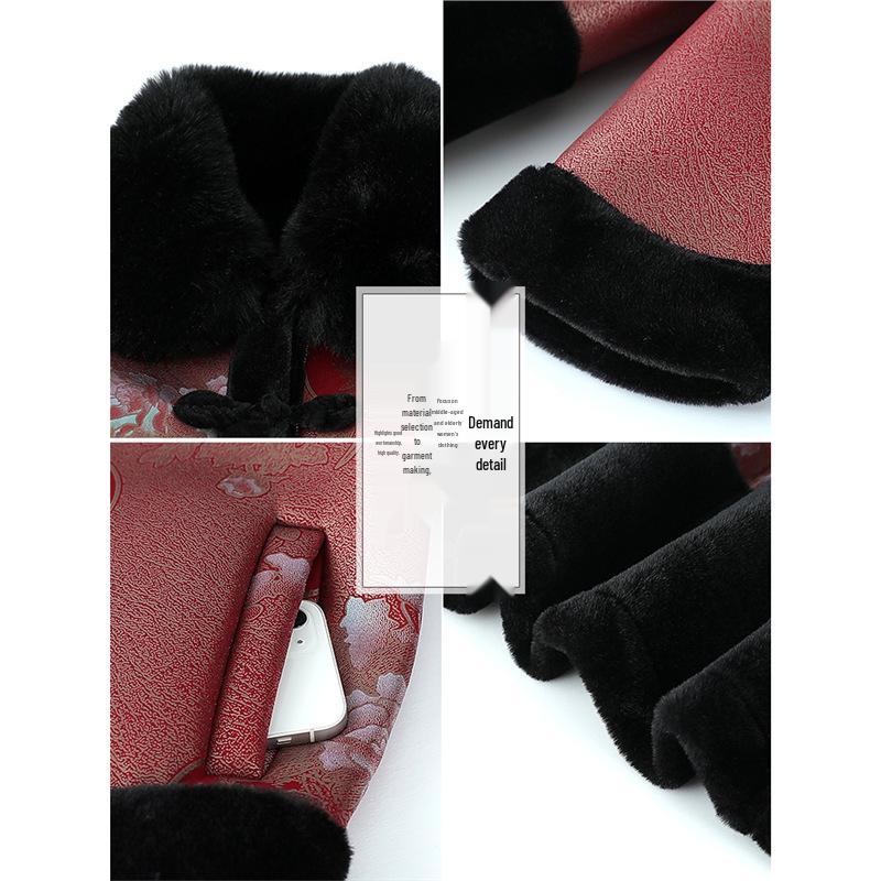 Omas Samt-Baumwolljacke für Damen - Wintermantel für ältere Damen