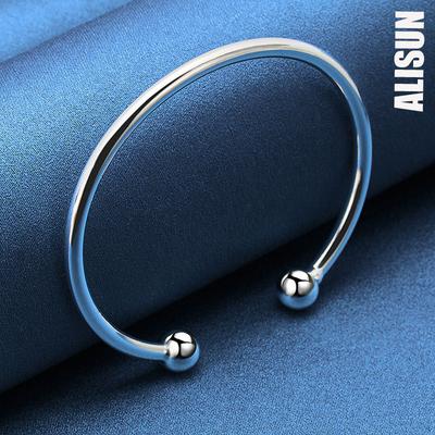 925 Sterling Silber 4mm glatte massive Perlen Armband Manschettenknöpfe Armband modischer Hochzeitsschmuck
