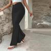 Casual Flowy Maxi Skirt High Waist Fold Over Floor Ankle Length Skirt for Female Solid Color Skirt Women's High Waist Skirt Commuter Fashion Skirt