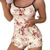 Shein Floral Print Milk Silk Women's Pajamas Set - Camisole & Shorts