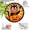 2D Flat Aluminium Halloween Sign with Black Cat & Pumpkin Pattern - Halloween Figurine Ornaments - Ideal for Front Door, Wall, Porch, Fence Decor