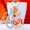 Color Diamond Zodiac Rooster Car Keychain Metal Women'S Bag Pendant Guochao Key Chain Ring Creative Business Small Gift