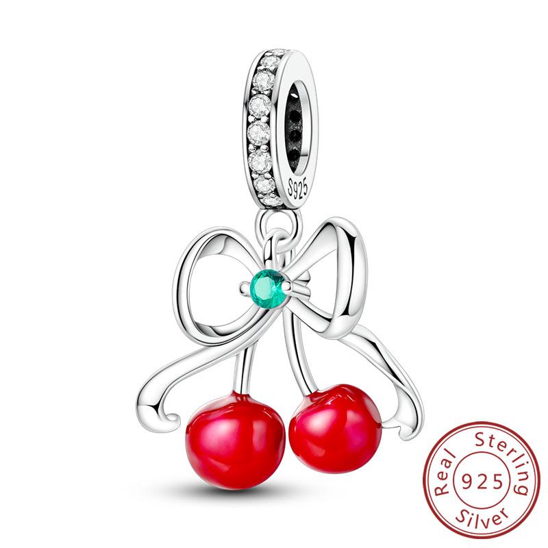 New Original Charms Beads Pendants Copper Cute Cat Paw Bow Apple Heart Charms Fit Bracelets Necklaces Women Jewelry