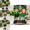 Polyester Fabric Delightful St Patricks Day Boy Doll With Green Leaf Theme For Decoration Seasonal