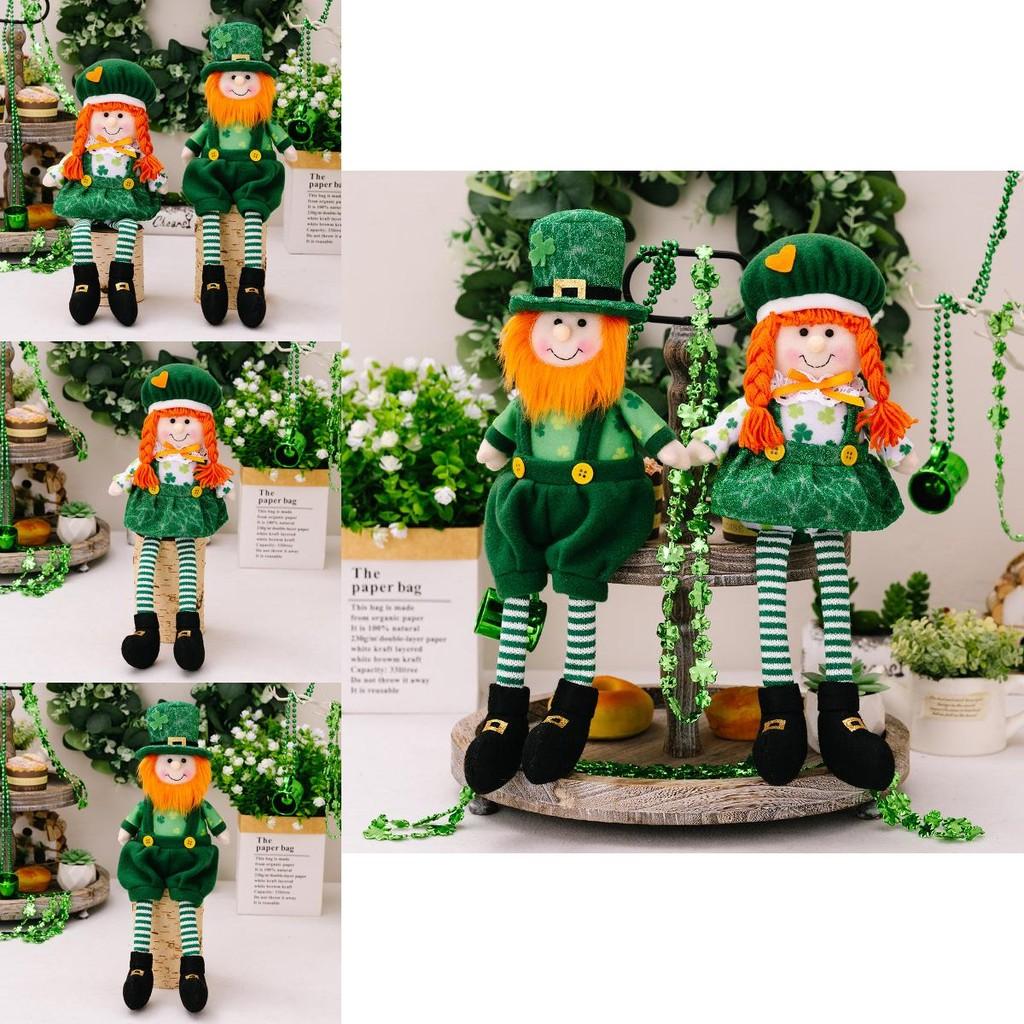 Polyester Fabric Delightful St Patricks Day Boy Doll With Green Leaf Theme For Decoration Seasonal
