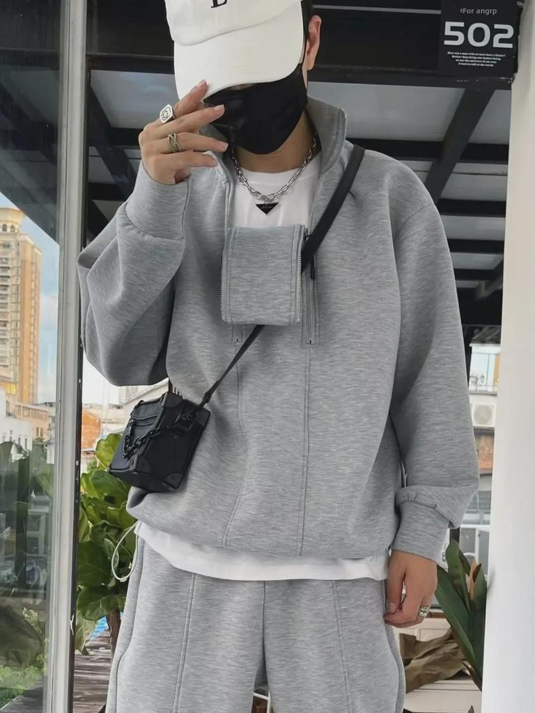 Men's Trendy Large Size Double Zipper Casual Sports Sweater Suit - Spring/Autumn