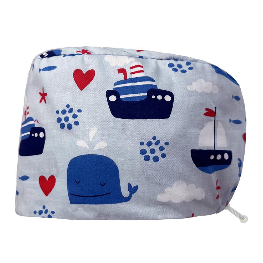 Floral Snap-Button Surgical Cap for Nurses and Doctors